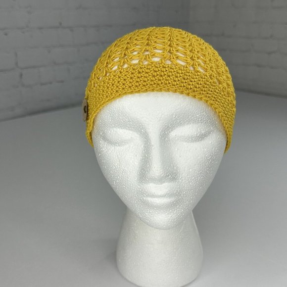 Handmade New Clem Hobbii Rainbow Turkish‎ Cotton Yellow Knit Beanie- Adult S/M - Picture 2 of 10